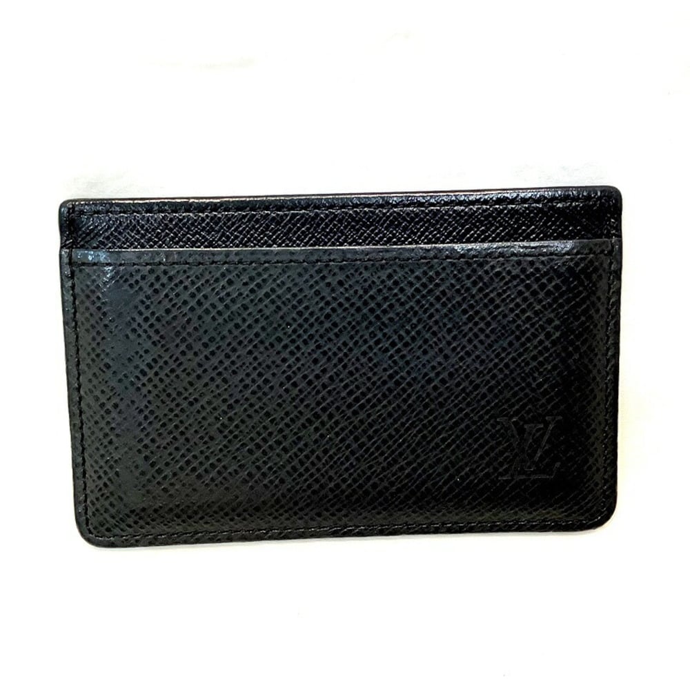 Louis Vuitton (LOUIS VUITTON) Porto Cal Sampur M30942 Taiga Ardoise (black/ black) SP0044 business card holder pass case
