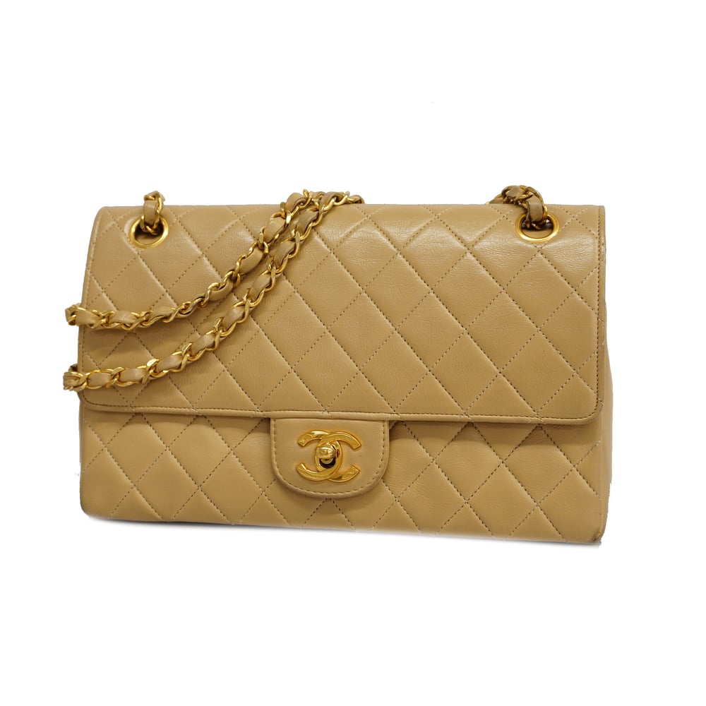 Women's Gold Color Chain Beige Shoulder Bag