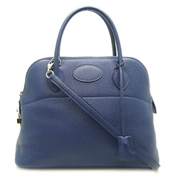 Hermes Bolide 31 Y Engraved Women's and Men's Handbag Taurillon Clemence Blue Ankle (Navy)