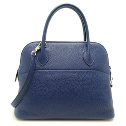 Hermes Bolide 31 Y Engraved Women's and Men's Handbag Taurillon Clemence Blue Ankle (Navy)