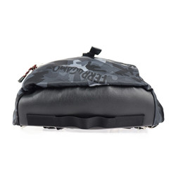 Salvatore Ferragamo rucksack daypack FZ-24 A054 nylon leather gray camouflage pattern black silver hardware reversible