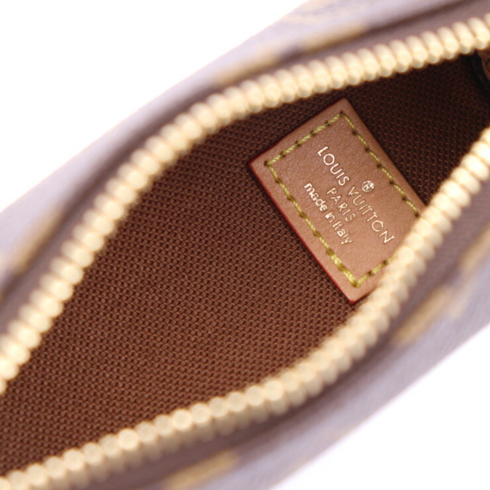 Louis Vuitton Micro Papillon Pouch M00354 Monogram Canvas Leather Brown Gold Metal Fittings Accessory Case, Women's