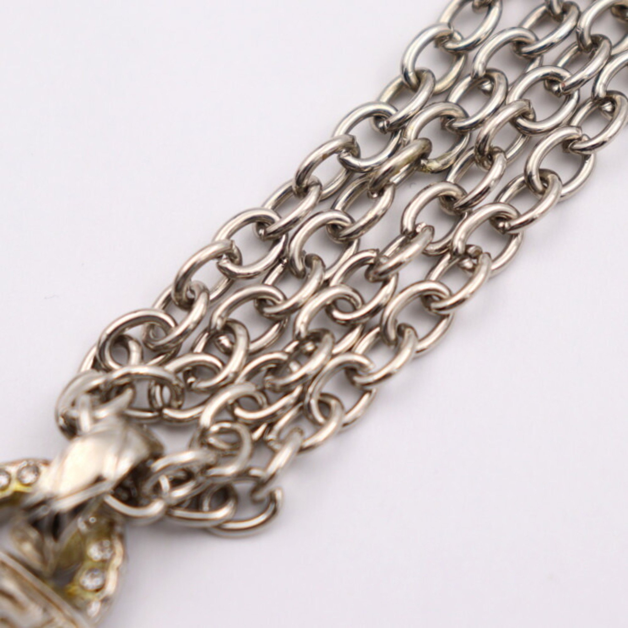 VERSACE Versace necklace metal rhinestone silver Medusa pendant