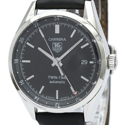 Polished TAG HEUER Carerra Twin Time Steel Automatic Mens Watch WV2115 BF562524