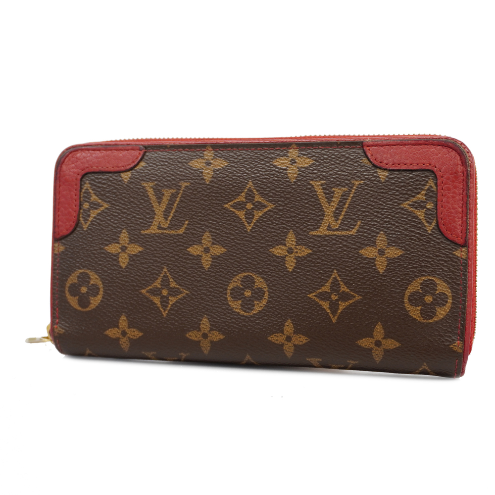 Louis Vuitton M61854 Monogram Zippy Wallet Retiro Brown Cerise Red