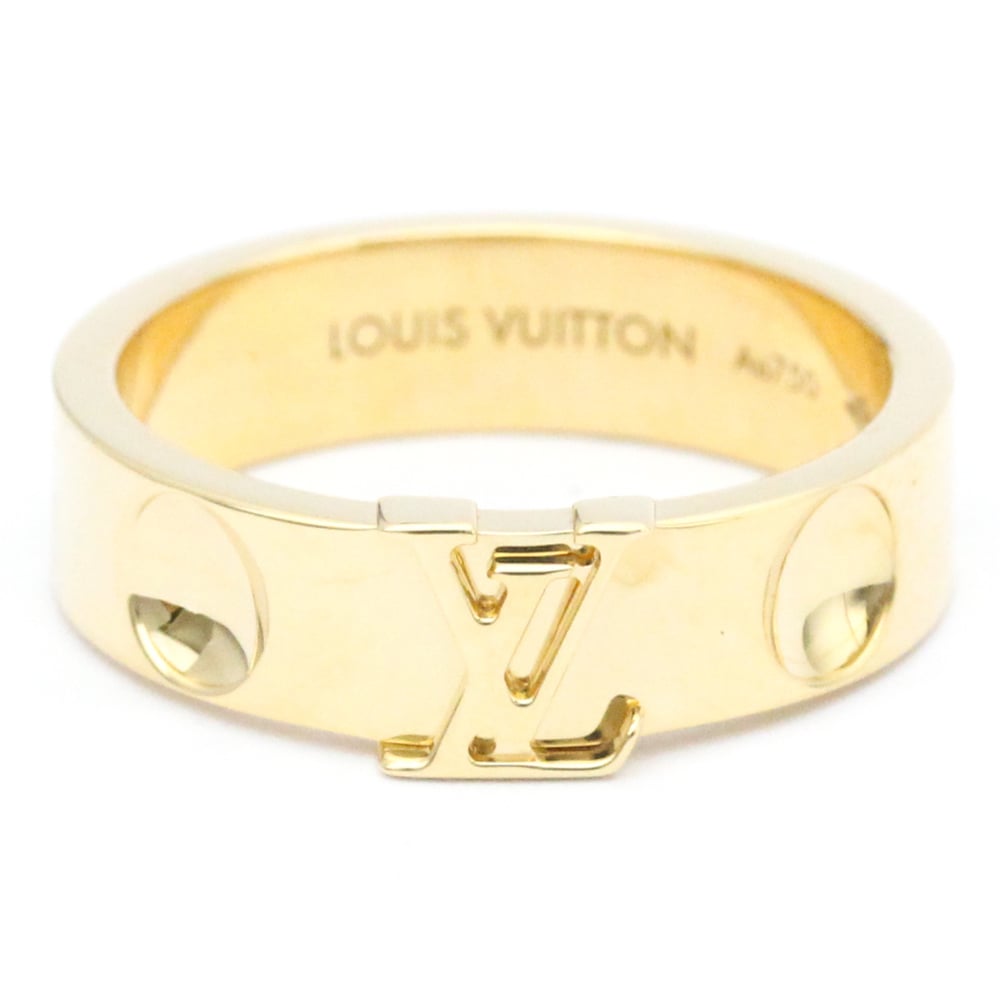 Polished LOUIS VUITTON Berg Empreinte LV Ring Yellow Gold Q9K96H