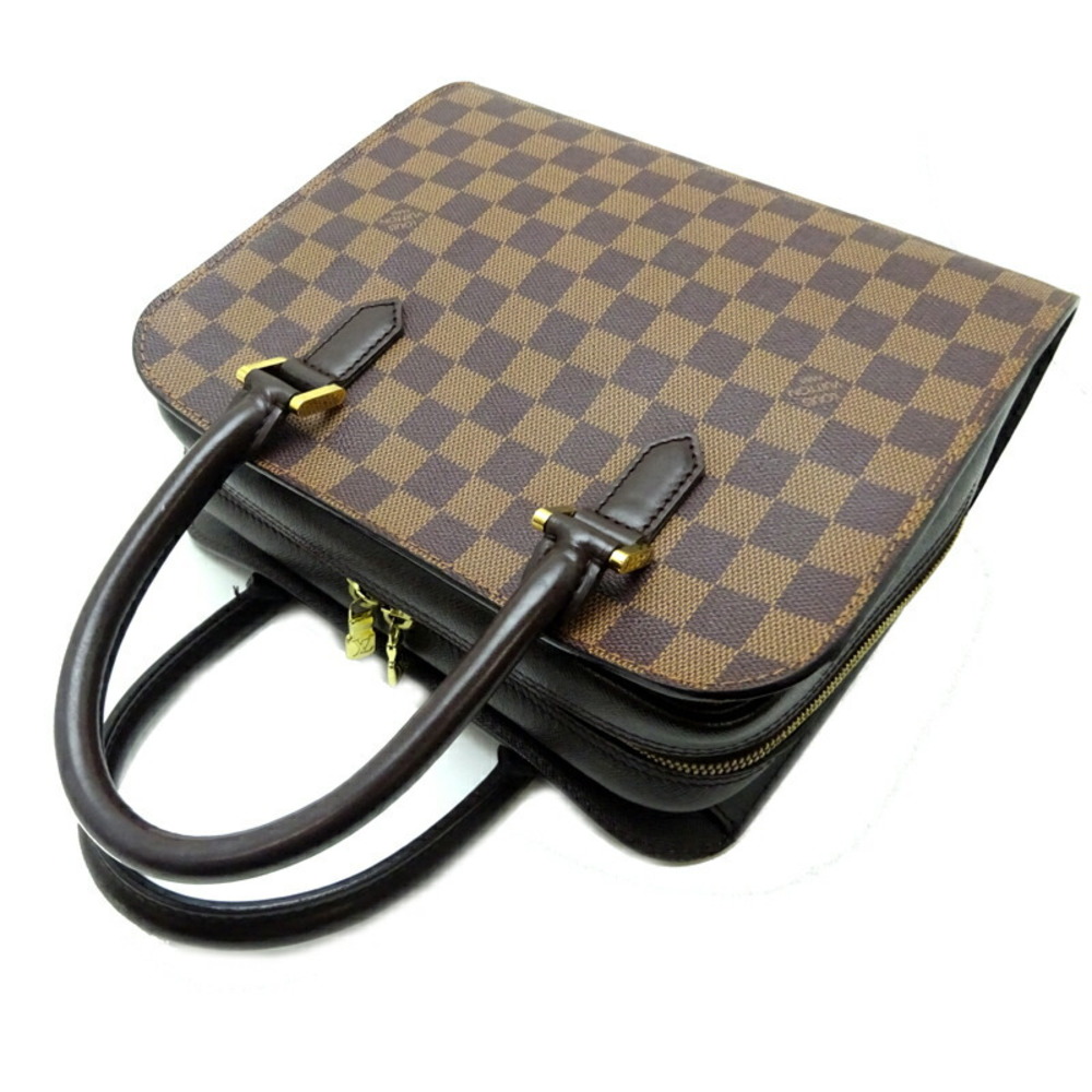 LOUIS VUITTON TRIANA HANDBAG PURSE DAMIER CANVAS EBENE N51155