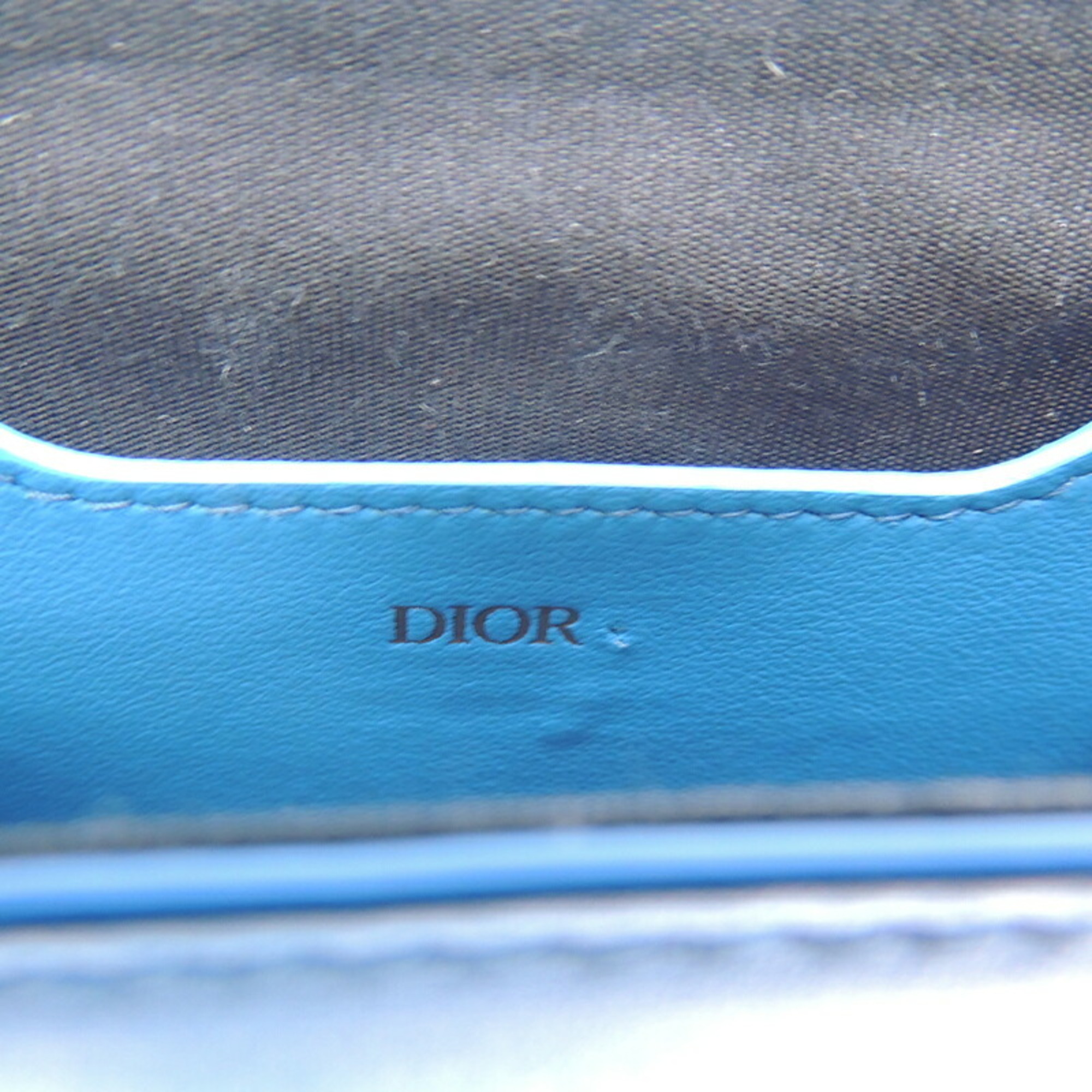 Christian Dior Dior Phone Pouch Women's Shoulder Bag Leather Blue