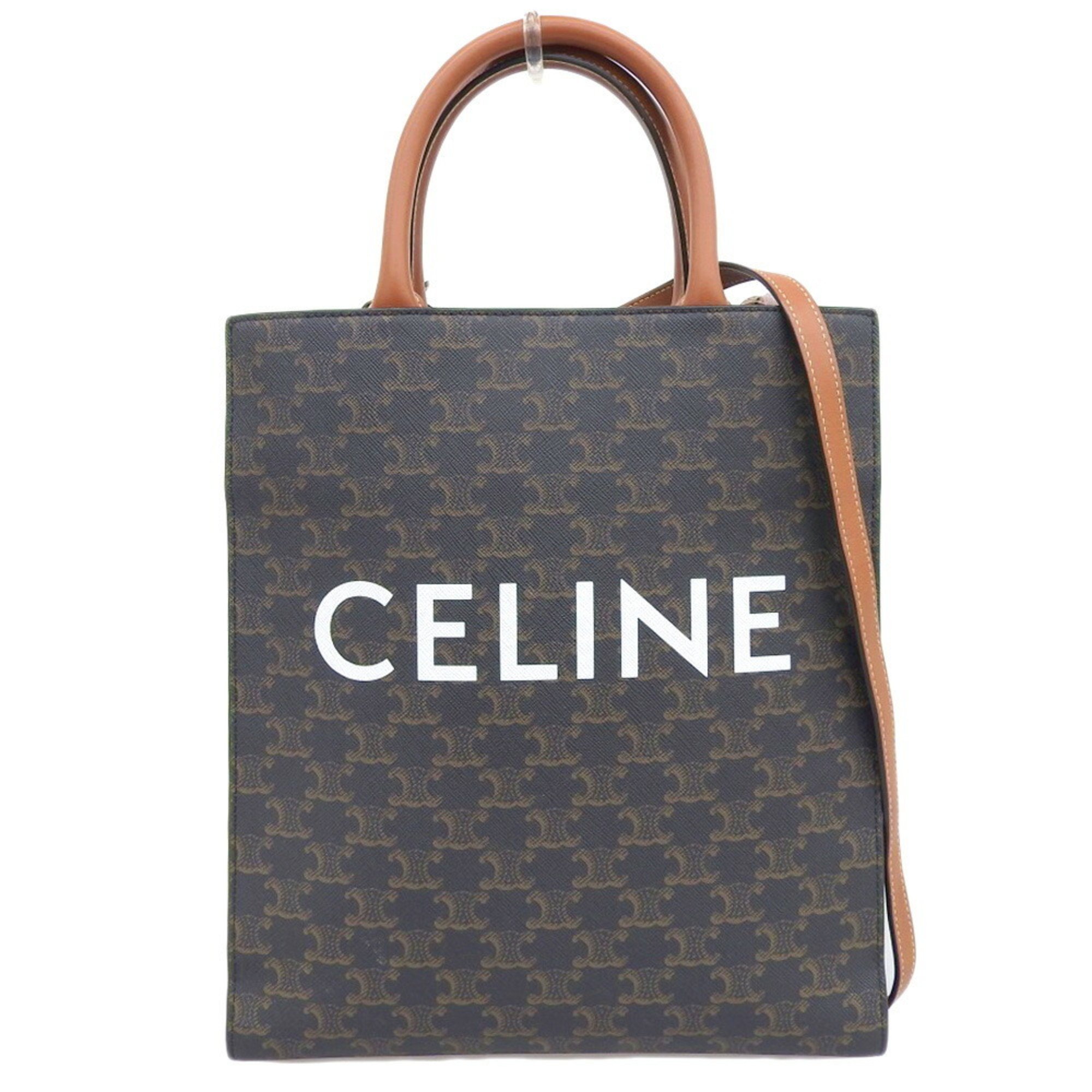 Celine CELINE Triomphe Small Vertical Cover Tote Bag Shoulder Brown 191542