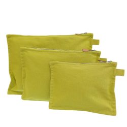 Hermes HERMES Bora Pouch 3 Piece Set Cotton Yellow Clutch Accessory