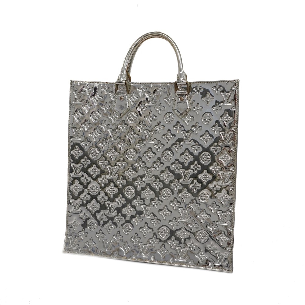 Auth Louis Vuitton Monogram Miroir Sack Plastic M40269 Tote Bag Argent