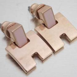 Hermes HERMES necklace earrings set Irene metal/enamel pink gold x unisex