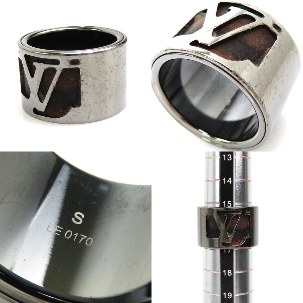 Louis Vuitton LOUIS VUITTON Ring Metal/Wood Silver/Dark Brown Men's No. 16