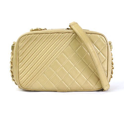 Chanel CHANEL Diagonal Shoulder Bag Matelasse Leather/Metal Gold Women's