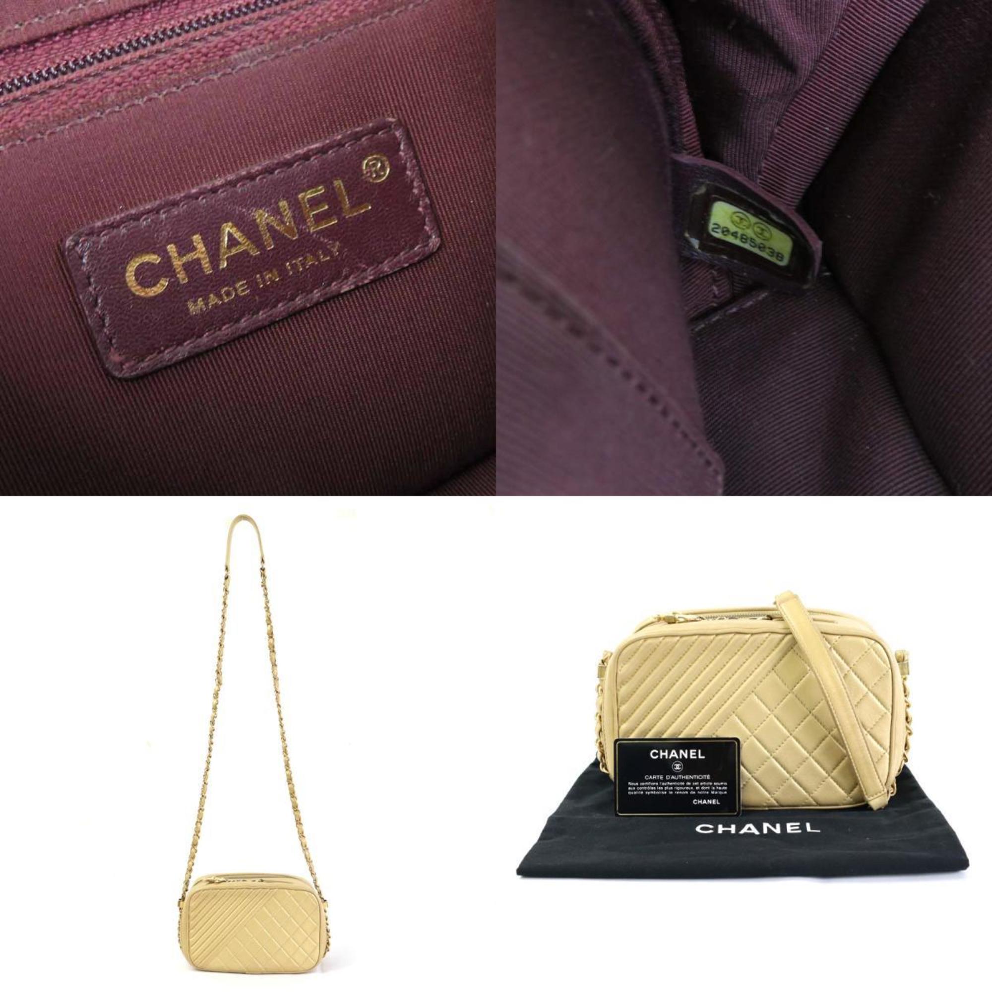 Chanel CHANEL Diagonal Shoulder Bag Matelasse Leather/Metal Gold Women's