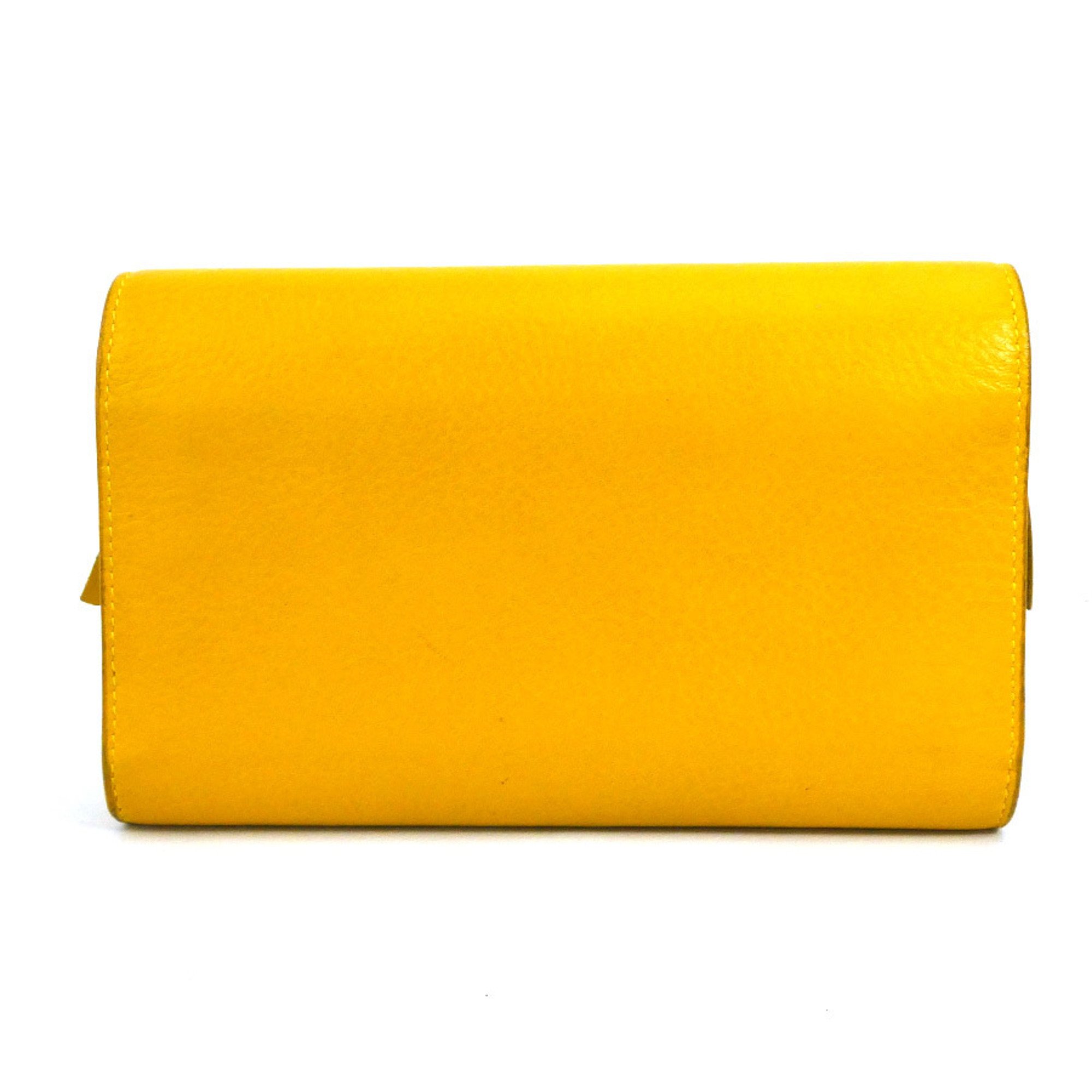 Balenciaga BALENCIAGA long wallet paper leather yellow ladies