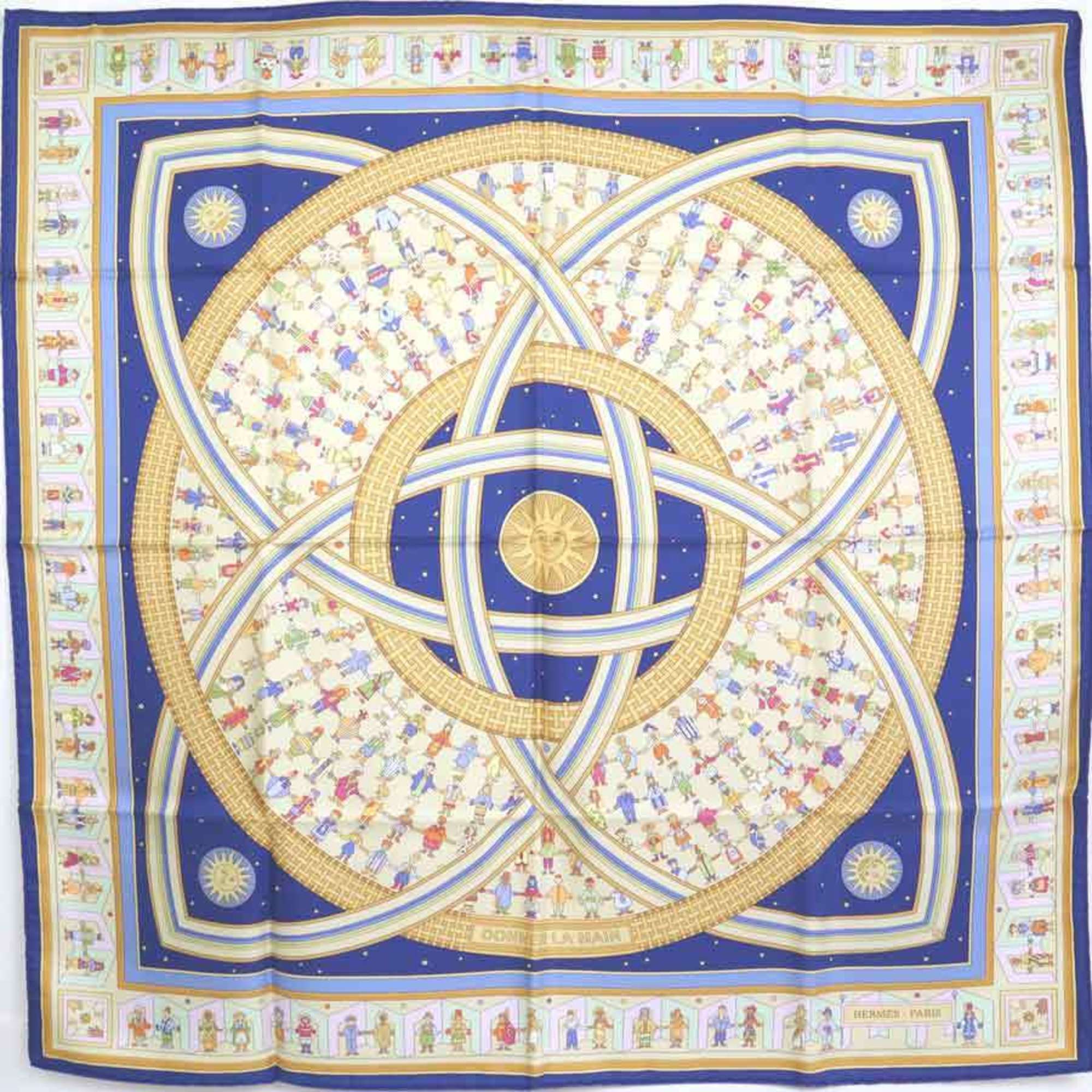 Hermes HERMES Scarf Carre 90 DONNER LA MAIN Reach out Silk Multicolor Women's