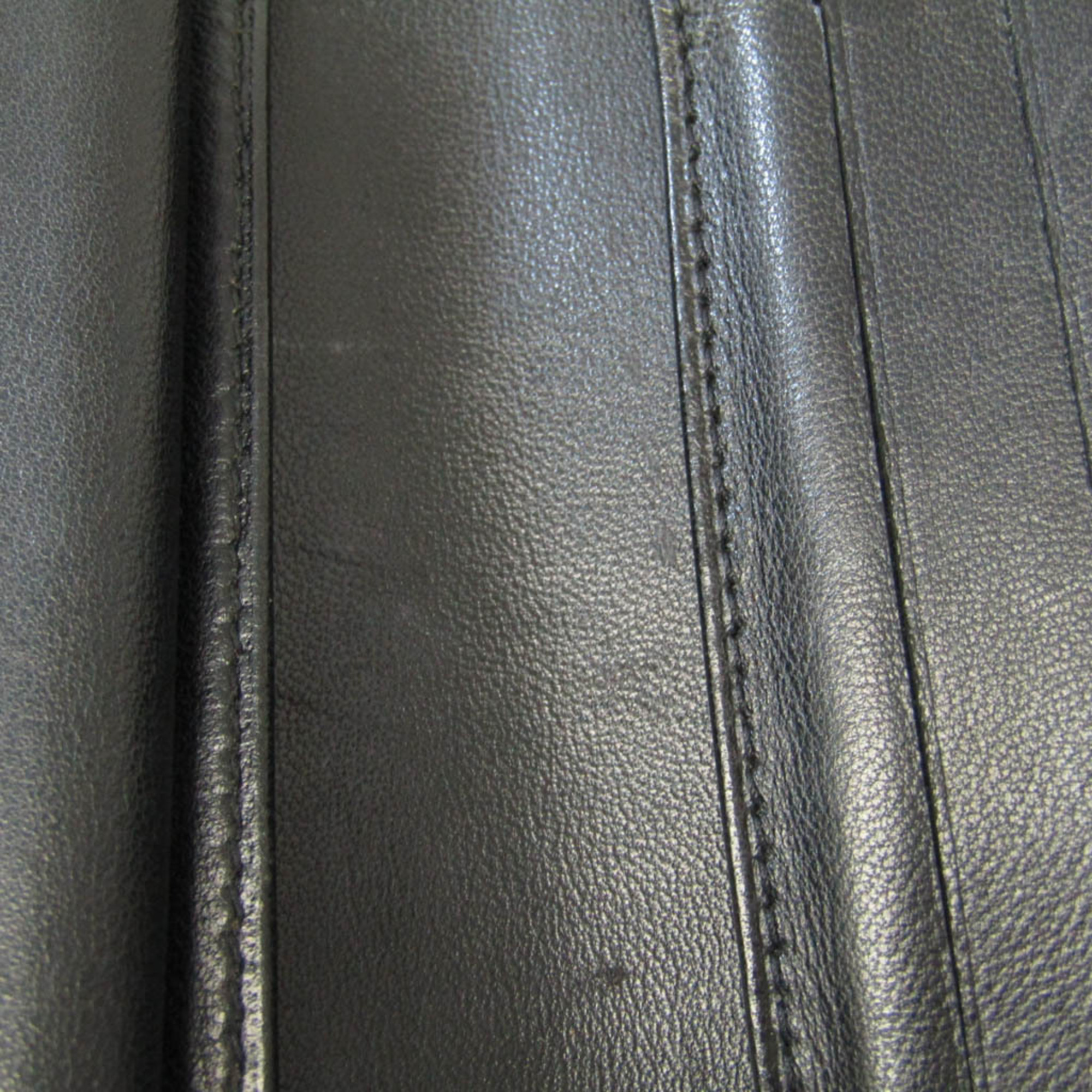 Chanel Chocolate Bar Women's Leather Middle Wallet (bi-fold) Black