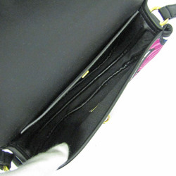 Salvatore Ferragamo Travel AU-21 H986 Women's Leather,Nylon Shoulder Bag Black,Multi-color