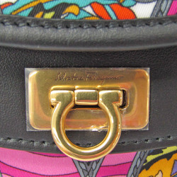 Salvatore Ferragamo Travel AU-21 H986 Women's Leather,Nylon Shoulder Bag Black,Multi-color