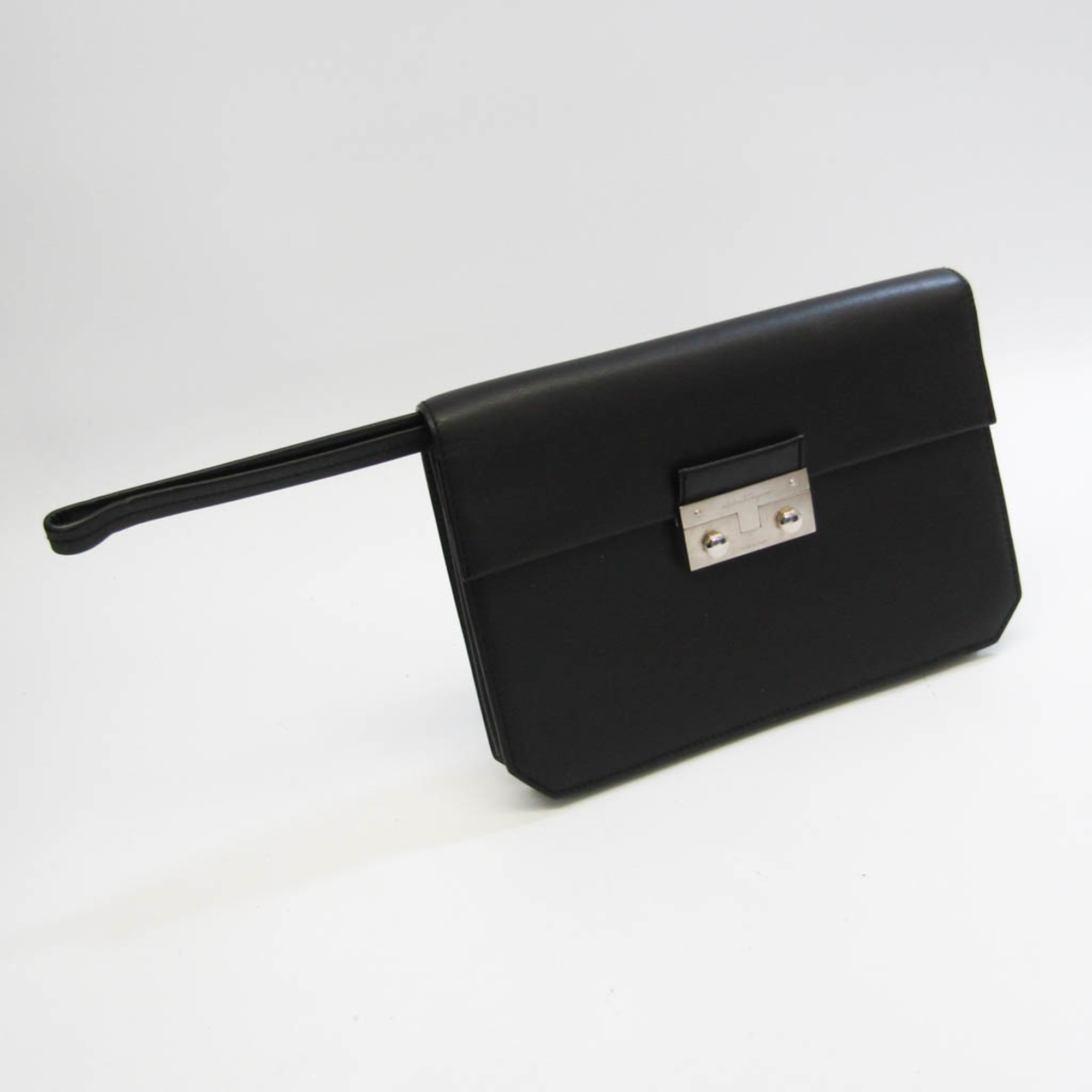 Salvatore Ferragamo EO-24 0548 Men's Leather Clutch Bag Black