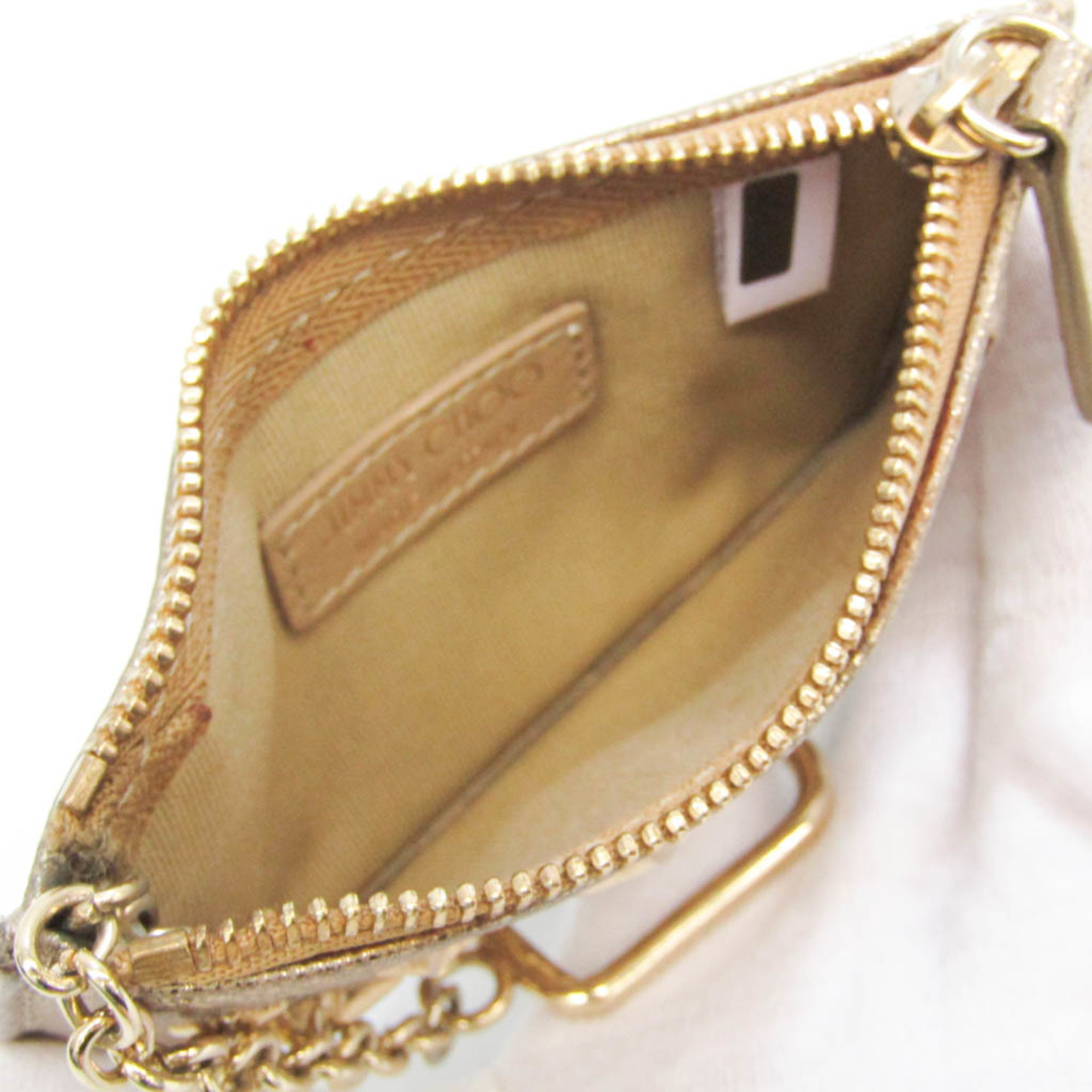 Jimmy Choo NANCY GTA Women's Leather Studded Coin Purse/coin Case Gold