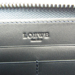 Loewe Ribbon Motif Women's Leather Long Wallet (bi-fold) Gray Navy