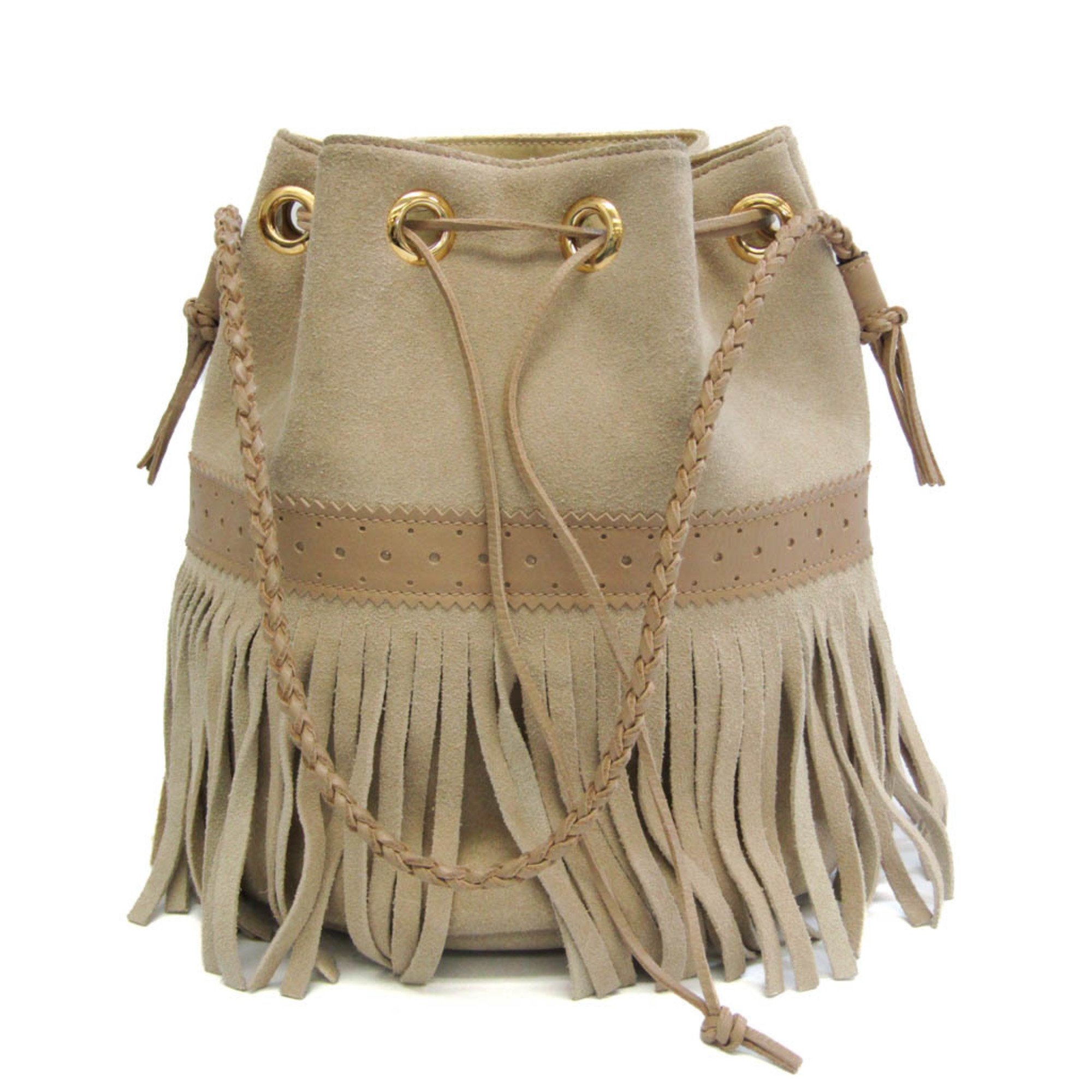 J&M Davidson Carnival Women's Leather,Suede Shoulder Bag Beige