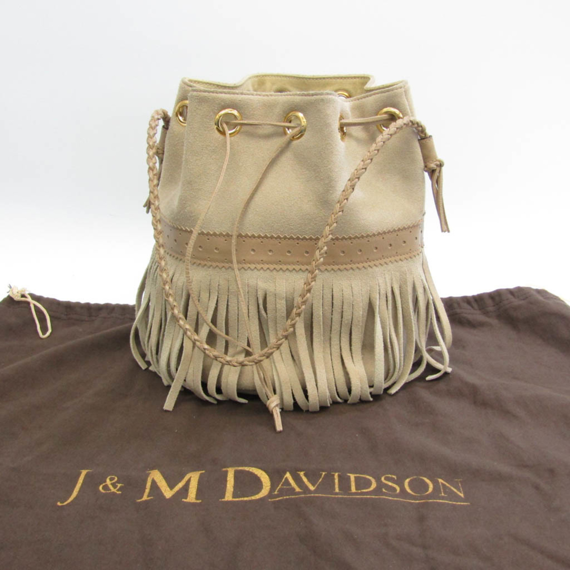 J&M Davidson Carnival Women's Leather,Suede Shoulder Bag Beige