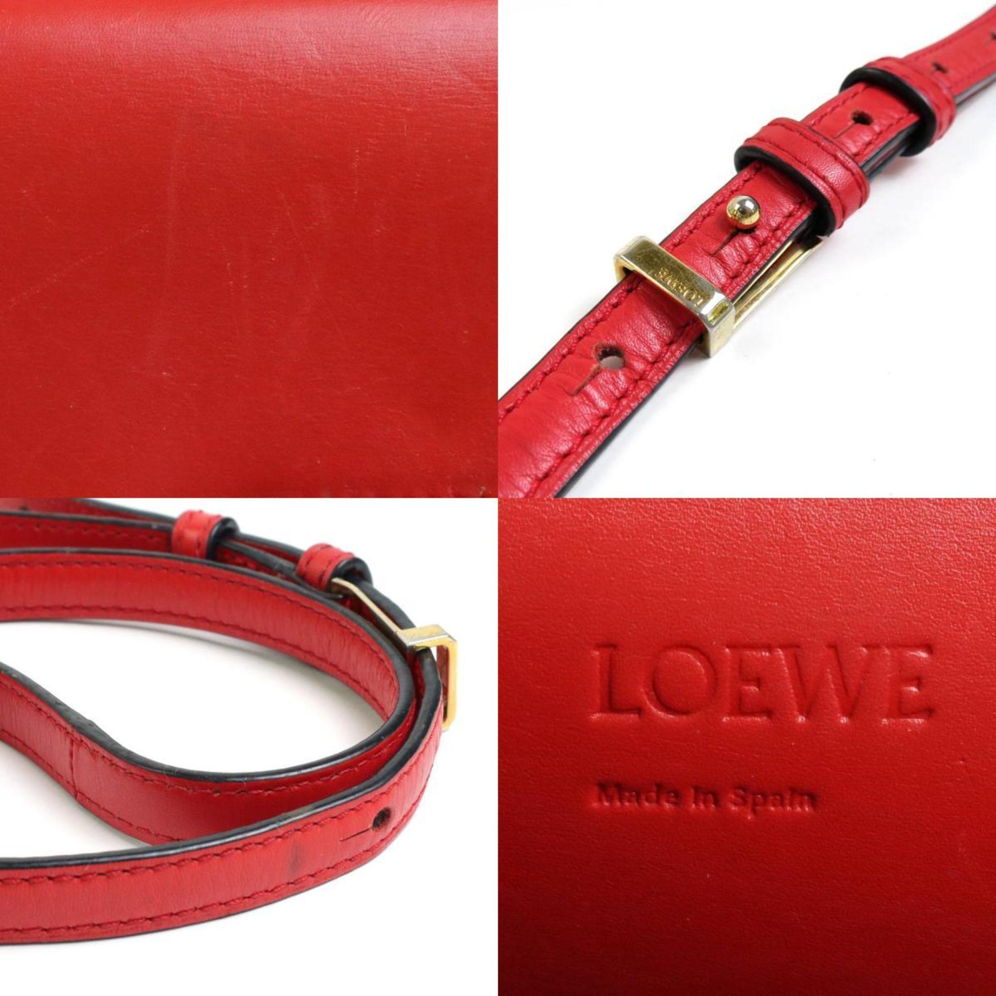 Loewe LOEWE diagonal shoulder bag Barcelona leather red gold ladies
