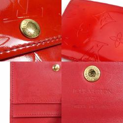 Louis Vuitton LOUIS VUITTON coin case card monogram verni patent leather red gold ladies