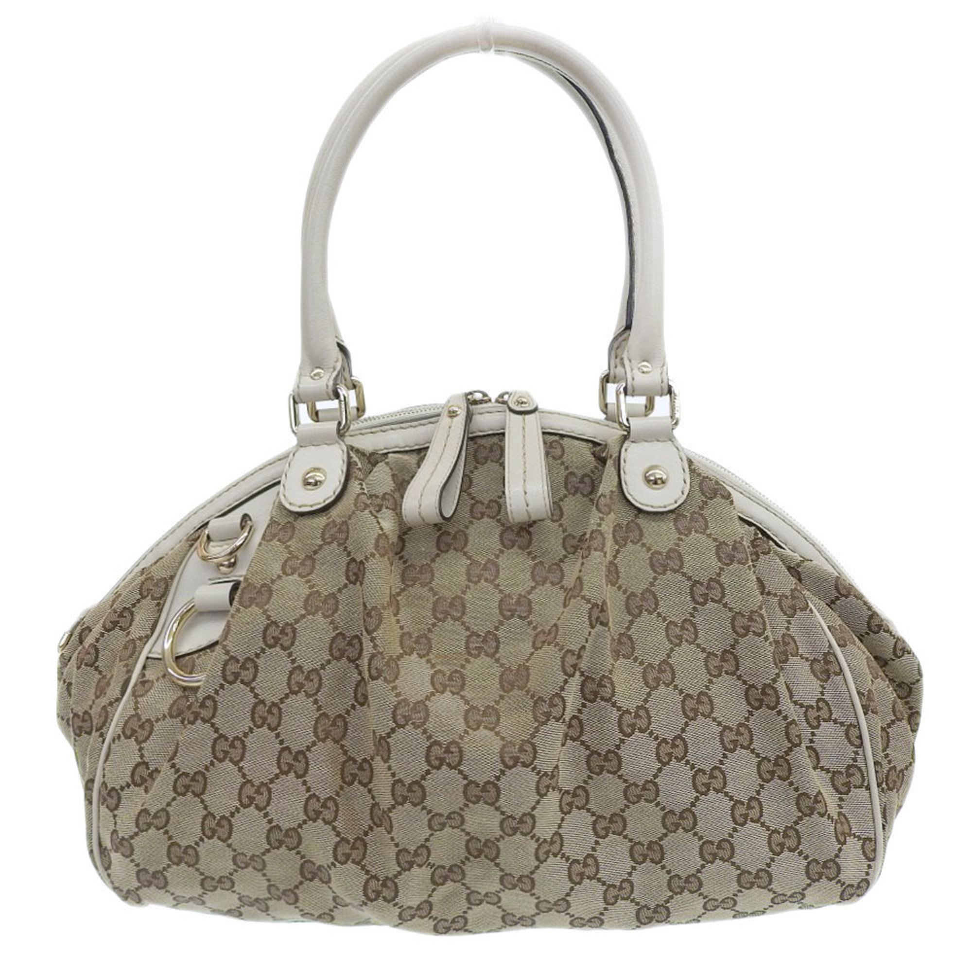 Gucci GUCCI handbag tote bag GG canvas leather beige 223974 506631