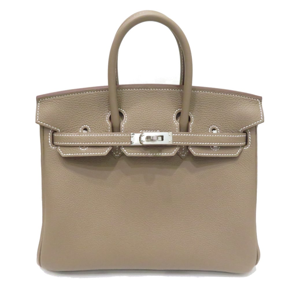 HERMES Hermes Birkin 25 Handbag Etoupe SV Metal Fittings Togo B Engraved  Women's Men's Bag Leather
