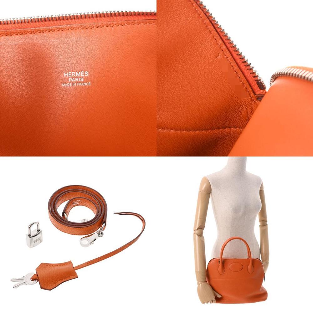 HERMÈS Bolide 31 handbag in Orange Clemence leather with Palladium
