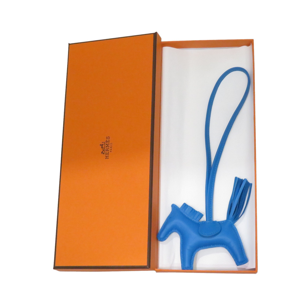 Hermes Rodeo Bag Charm Single Colour Blue Zanzibar PM