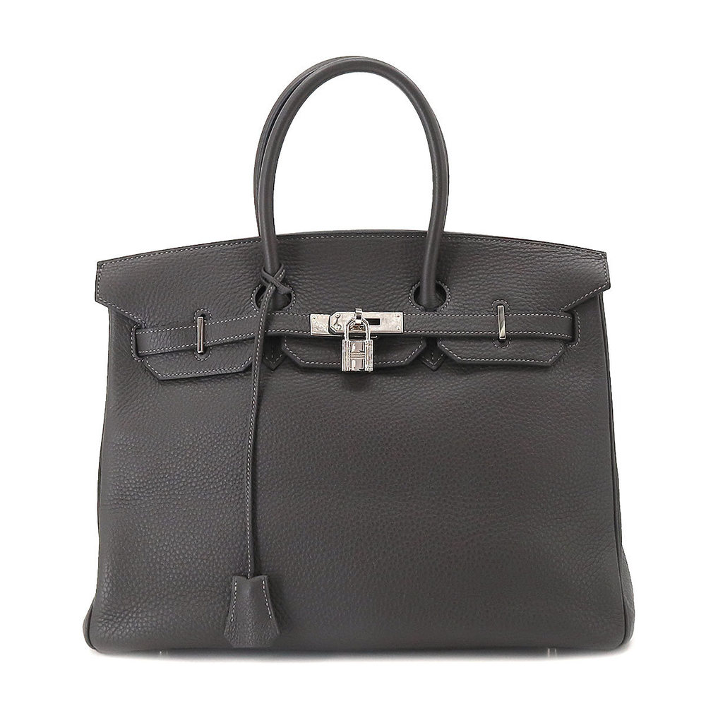 Hermes Birkin 35 Clemence Leather Tote Bag in Black