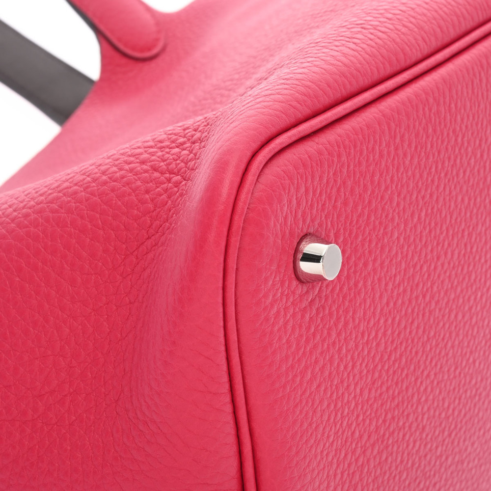 Hermes Picotin Lock Bag 18CM Taurillon Clemence Leather Palladium Hardware,  0G Rouge Sellier/CK90 Framboise