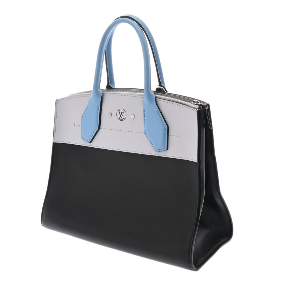 LOUIS VUITTON Louis Vuitton City Steamer MM Black Gray Blue M42435 Ladies  Calf Bag