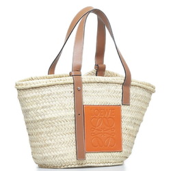 Loewe Palm Leaf Basket Medium Handbag Natural Brown Raffia Leather Ladies LOEWE