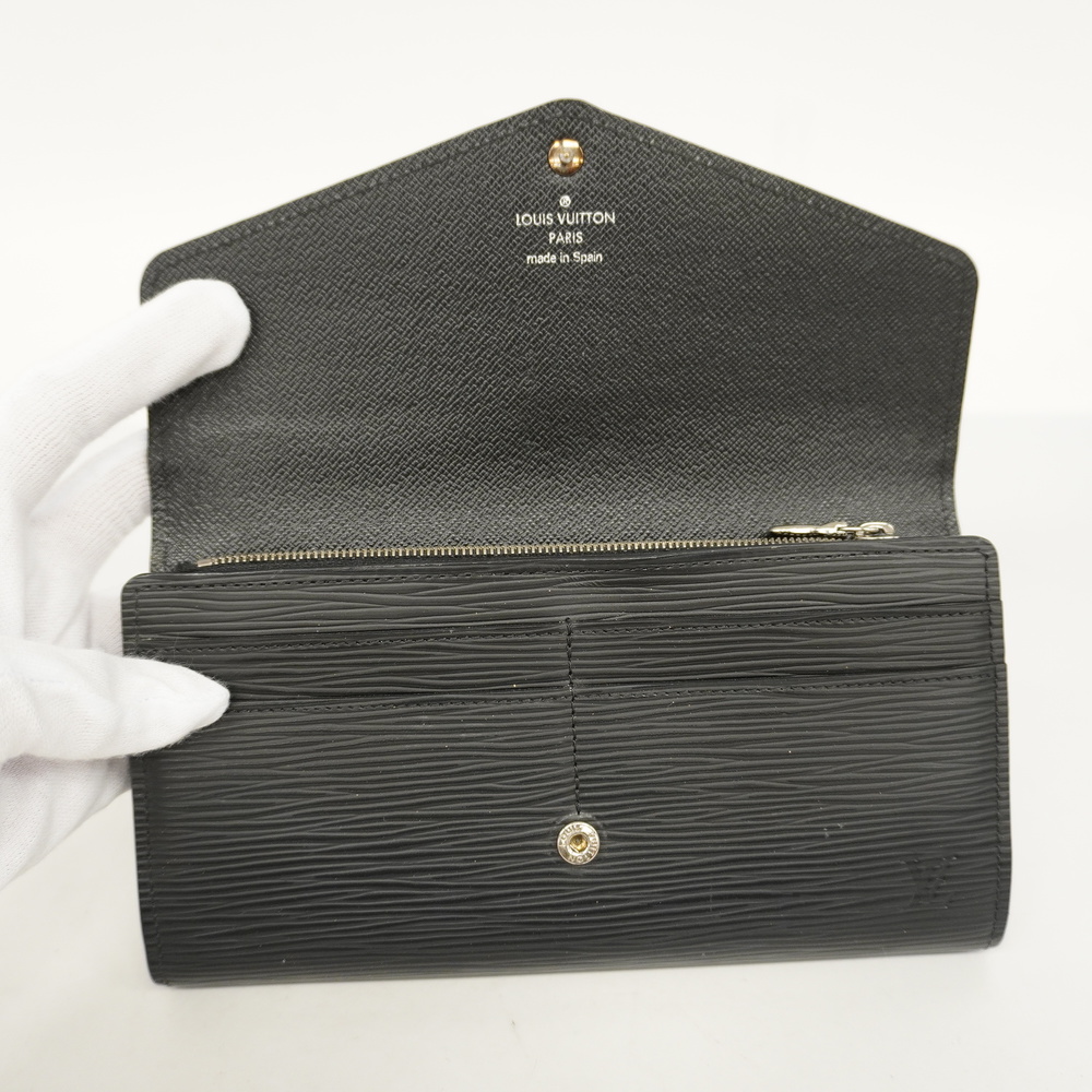 Auth Louis Vuitton Epi Black Bifold Long Wallet made in Spain A