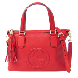 Gucci Soho Interlocking G 308362 Women's Leather Handbag,Shoulder Bag Red Color