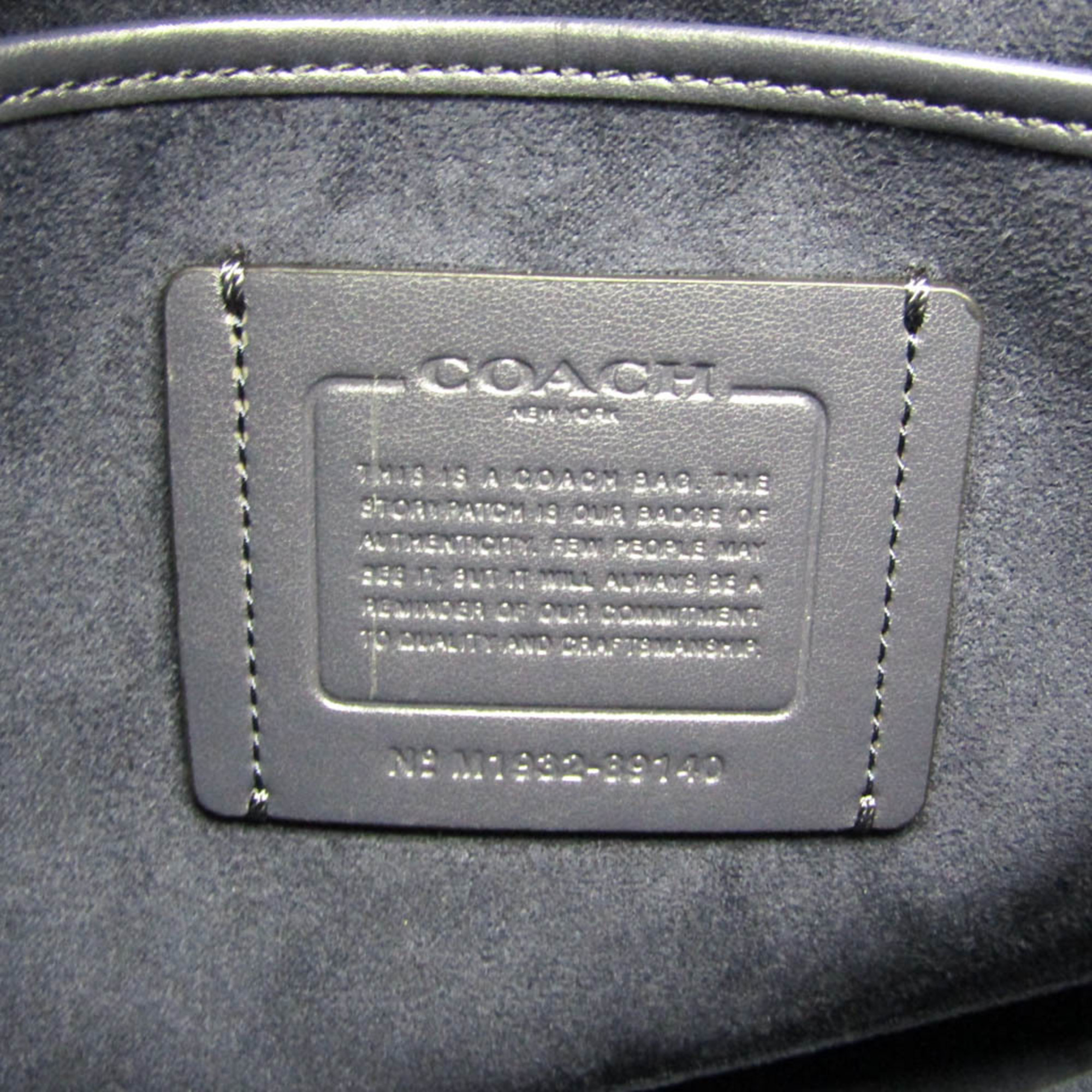 Coach Horse Carriage Emery 89140 Women's Leather,Coated Canvas Shoulder Bag Navy