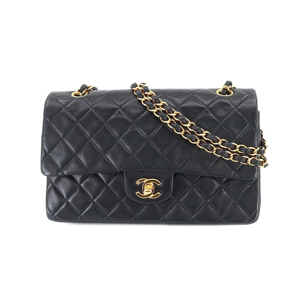 Chanel CHANEL matelasse 25 chain shoulder bag leather black A01112 gold  metal fittings vintage Matelasse Bag