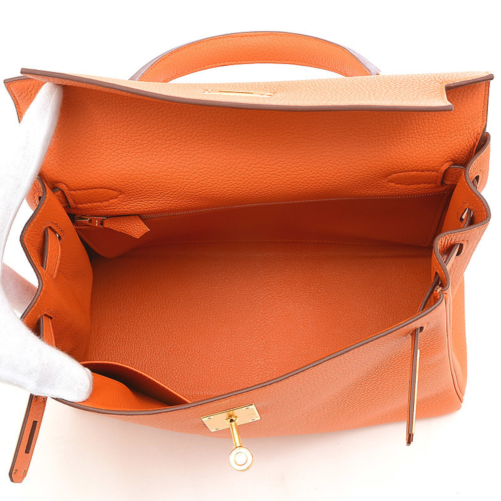 Hermes Kelly 28 Orange Togo Gold Hardware 