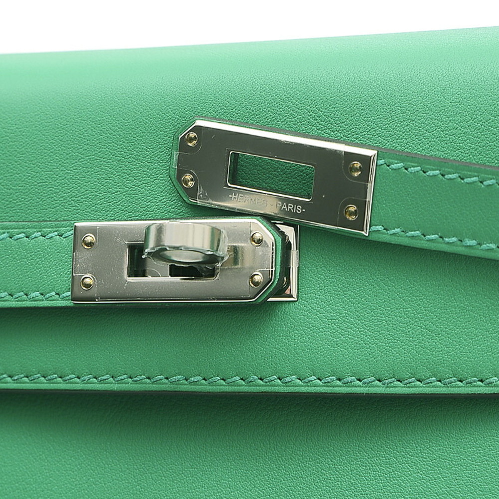 Hermes Kelly 25 Inner Stitch Swift Handbag Mint Silver Hardware U
