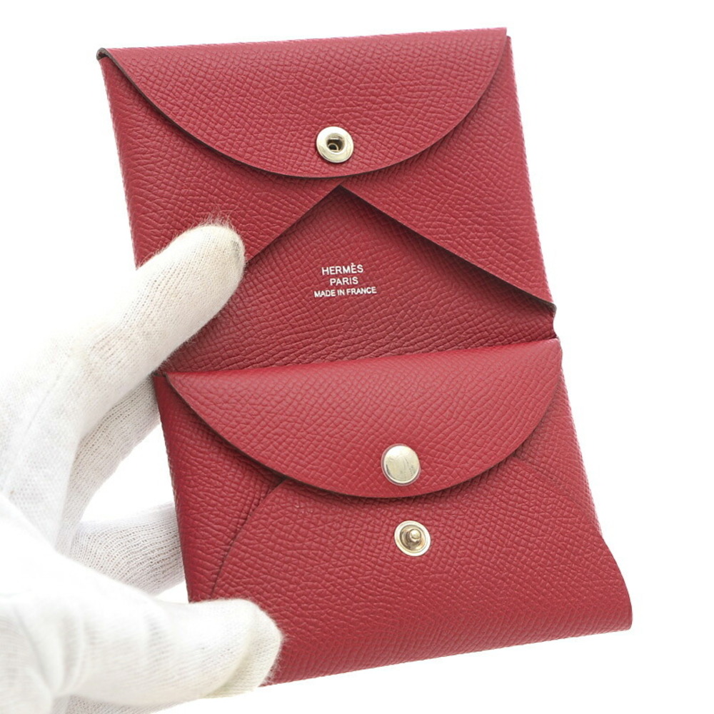 Hermes Calvi Duo Epson Card Case Ruby B Engraved