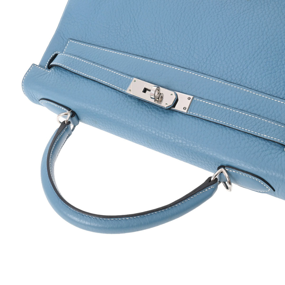 Hermes Kelly 32 Inner Stitch Blue Jean G Engraved (Around 2003) Ladies' Taurillon Clemence Bag