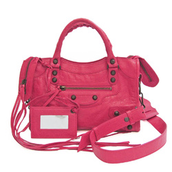 Balenciaga Classic Mini City 300295 Women's Leather Shoulder Bag Pink Red