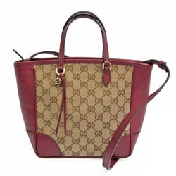 Gucci GG Canvas Bree Small 353121 Women's GG Canvas,Leather Handbag,Shoulder Bag Beige,Bordeaux