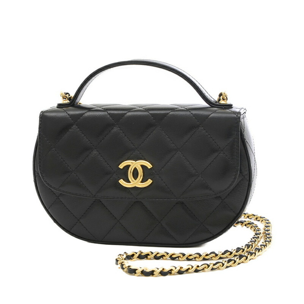 Chanel Matelasse Chain Shoulder Smartphone Case 2Way Bag Leather Black  AP3367
